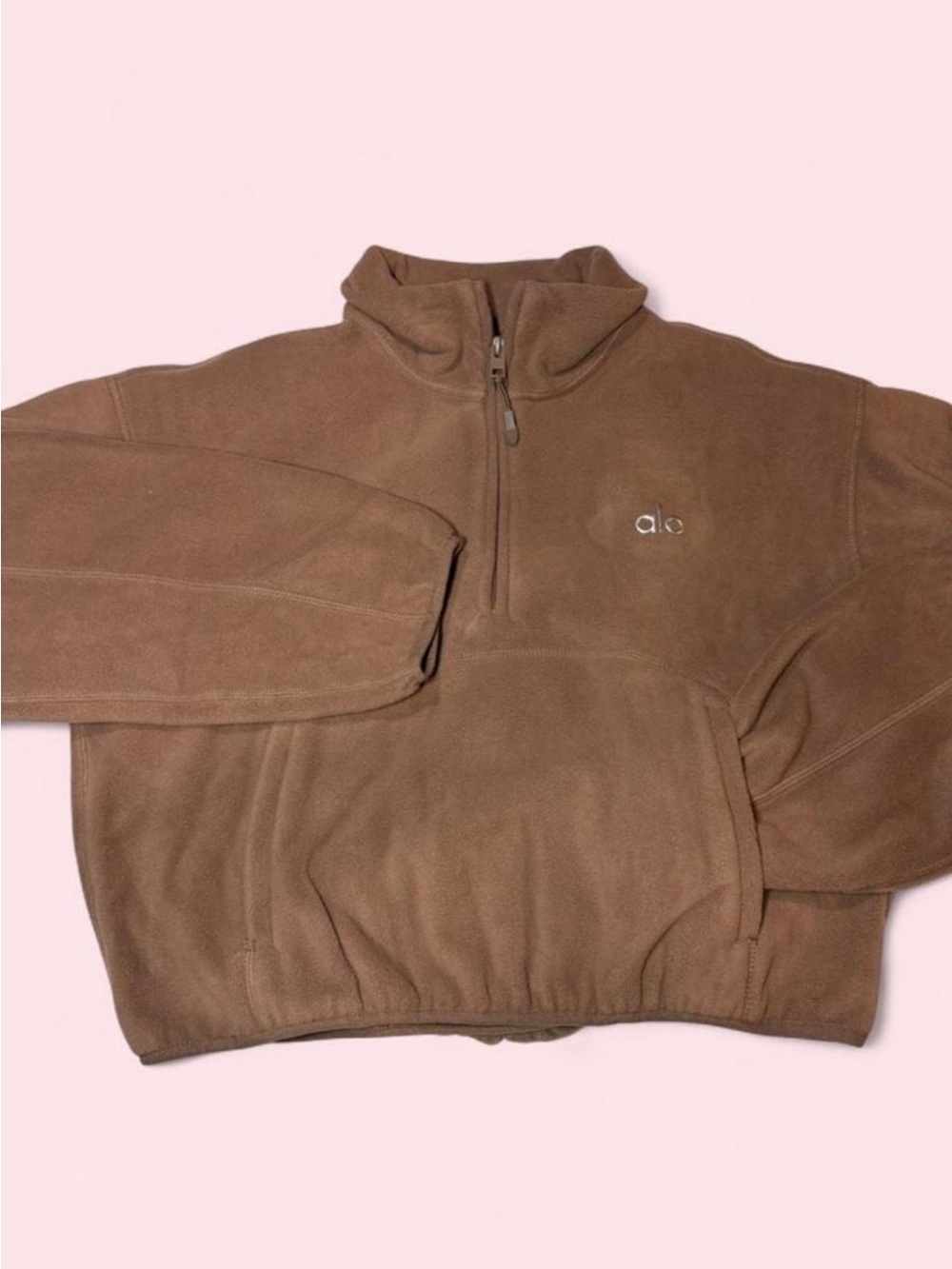 Alo Yoga Shanti Sherpa Half-Zip Pullover Brown Medium